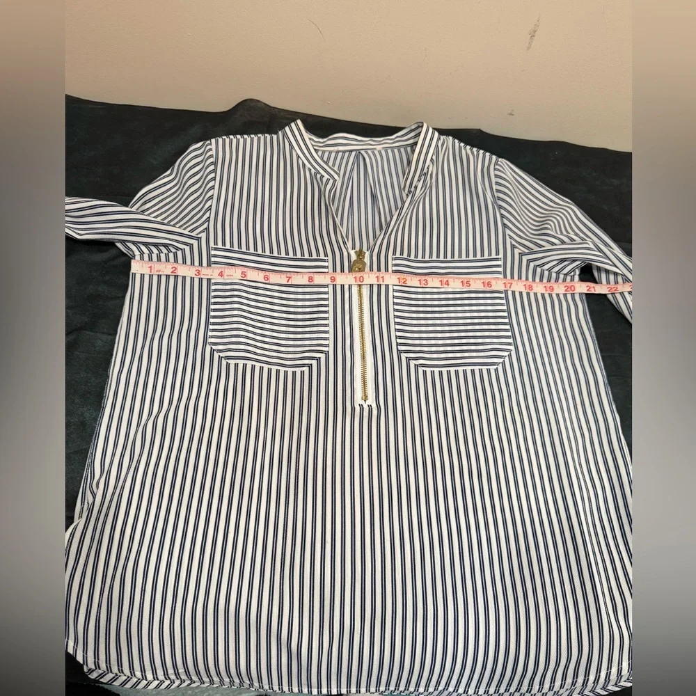 🔥Michael Kors Women’s Long-Sleeve Zip-Front Blouse Size L EC🔥